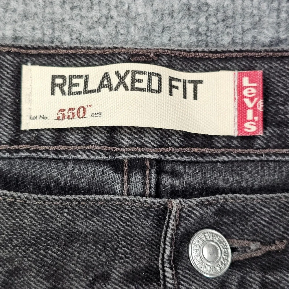 Levis 550 Relaxed Fit Black Jeans Mens 42x29 Black Denim Tapered Leg Big & Tall